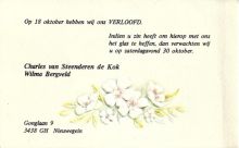 1982 Verloofd Charles Johannes Antonius van Steenderen de Kok en Wilhelmina Maria Geertruida Bergveld  